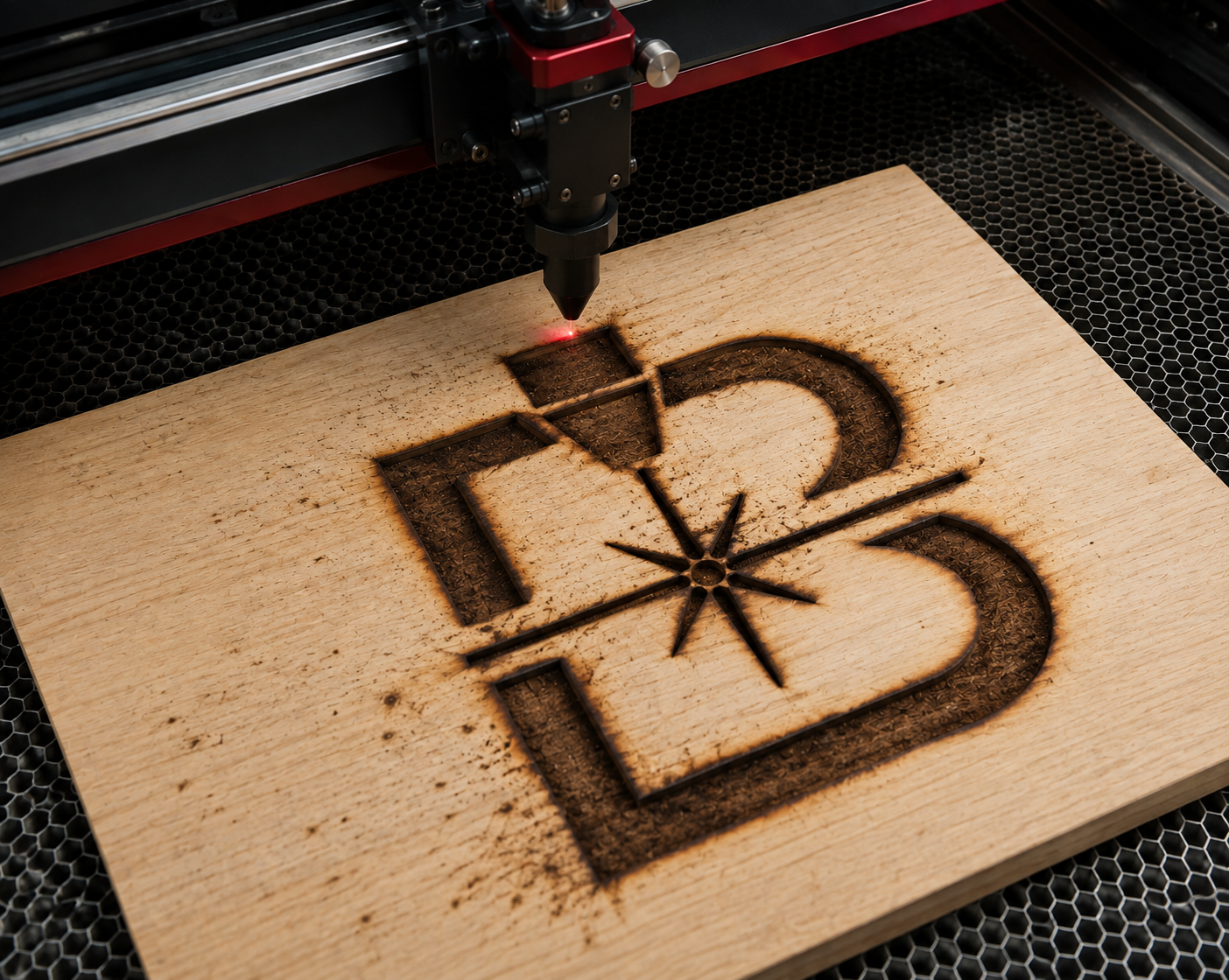 Burnt, imprecise laser engraving resulting from uncalibrated settings